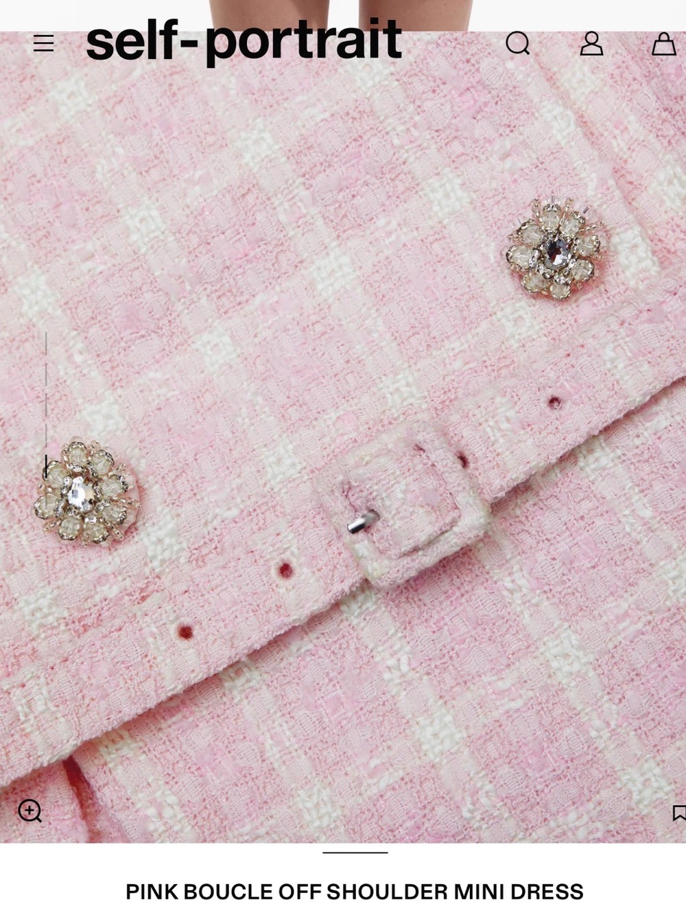 self-portrait Pink Boucle off shoulder Mini Dress - Picture 2 of 10